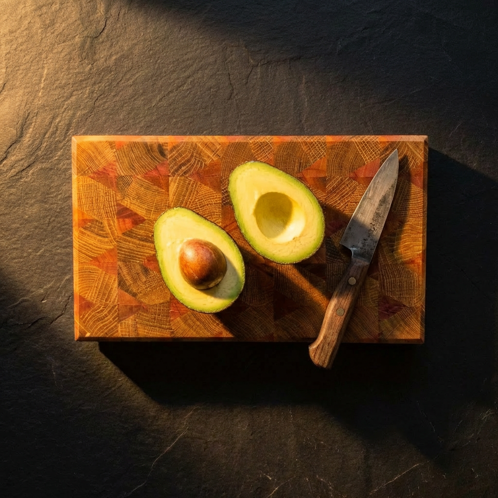 Skärbräda i ek och mahogny, 27x21x3,5 cm